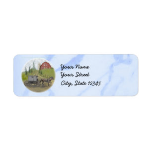 Amish Buggy Visiting-etiketter Returadress Etikett