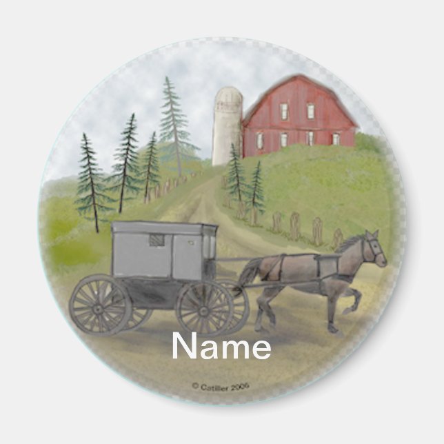 Amish Buggy Visiting Magnet (Framsidan)