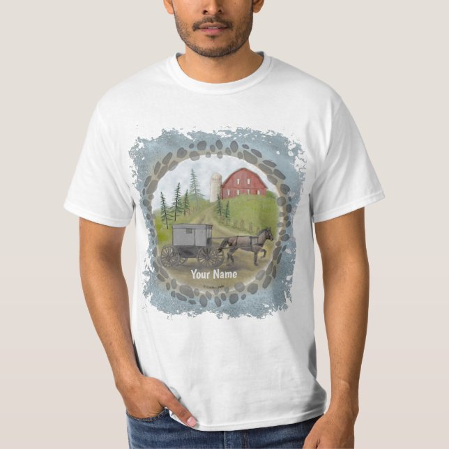 Amish Buggy Visiting T-Shirt (Framsida)