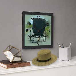 Amish Buggy Wall Clock Fyrkantig Klocka
