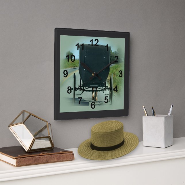 Amish Buggy Wall Clock Fyrkantig Klocka (Skapare uppladdad)