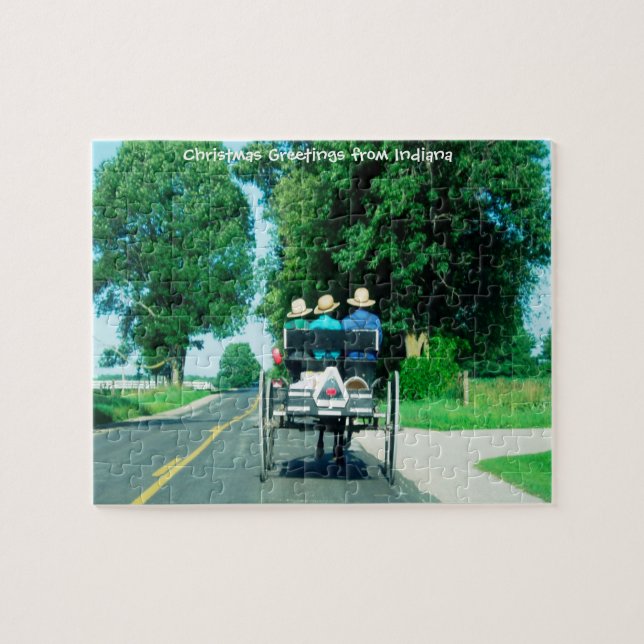 Amish Carriage Indiana. Jigszle Puzzle Pussel (Horisontell)