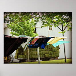 Amish Clothes Line och Hay Wagon Poster