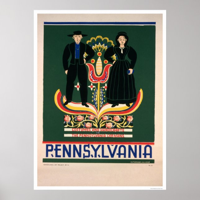 Amish Couple Costumes 1938 WPA Poster (Framsidan)