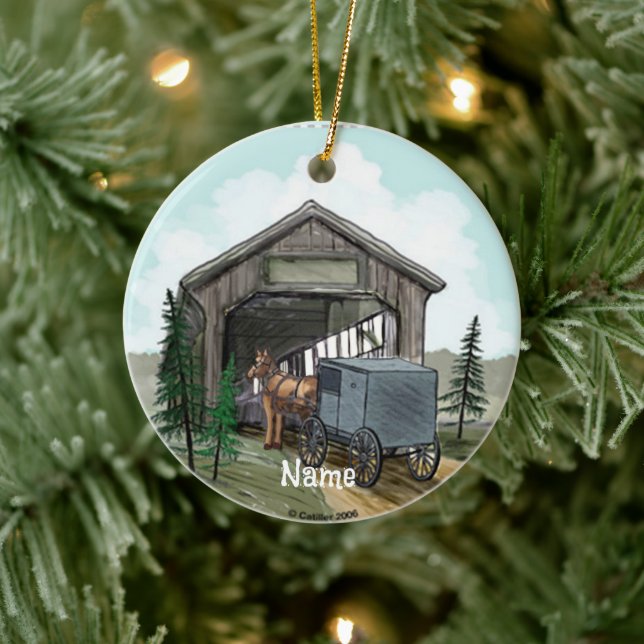 Amish Covered Bridge-ornament Julgransprydnad Keramik (Träd)