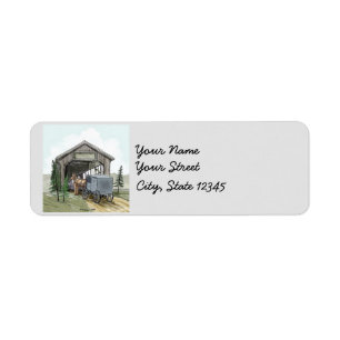 Amish Covered Bridge Returadress Etikett