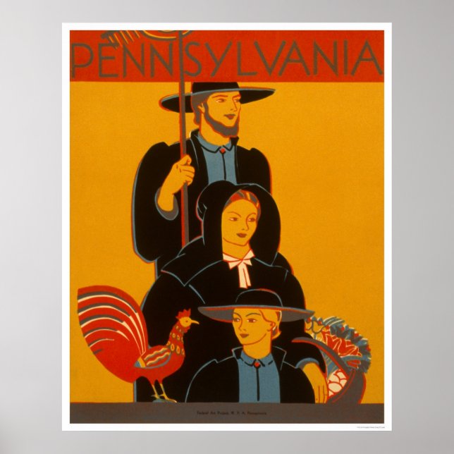 Amish Family Lancaster 1937 WPA Poster (Framsidan)