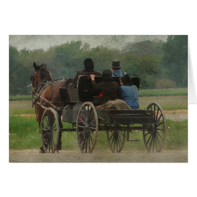 Amish Family Outing Hälsningskort (Framsidan Horizontal)
