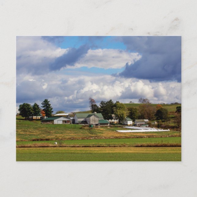 Amish Farm on a Hill, Holmes County, Ohio Vykort (Framsida)