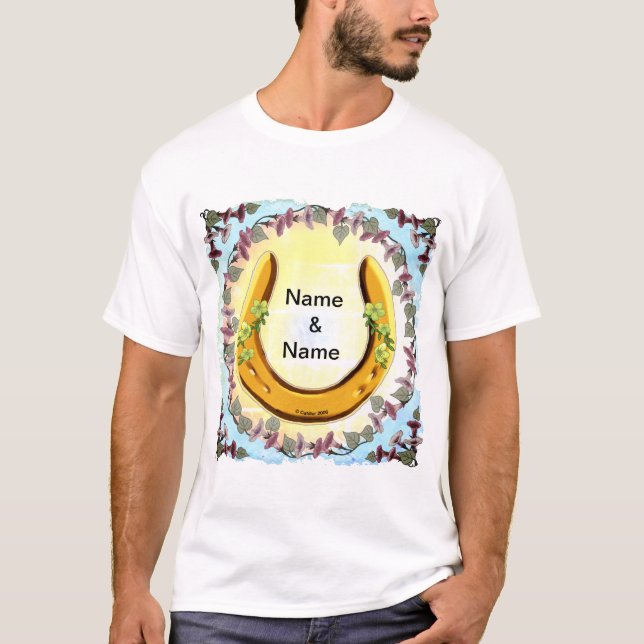 Amish Flower Horseshoe T-Shirt (Framsida)