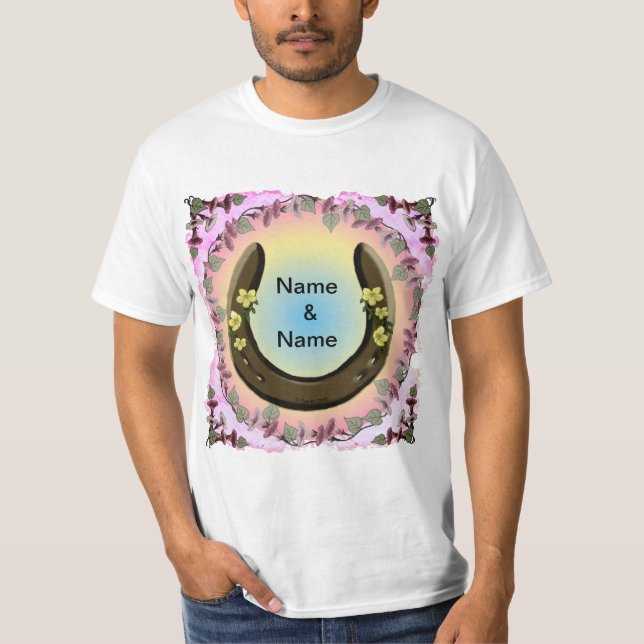 Amish Flower Horseshoe T Shirt (Framsida)