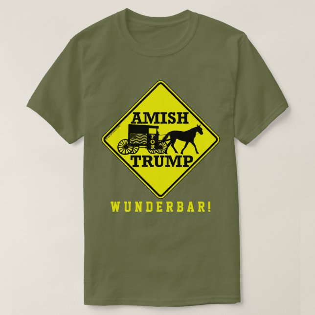 Amish för politisk Buggy för trumf undertecknar T Shirt (Design framsida)