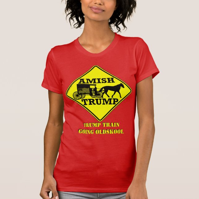 Amish for Trump political buggy Going Oldskool T-shirt (Framsida)