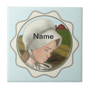 Amish Girl Bonnet Kakelplatta