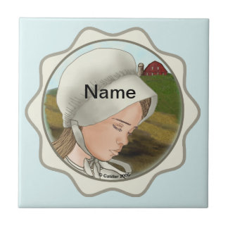 Amish Girl Bonnet Kakelplatta