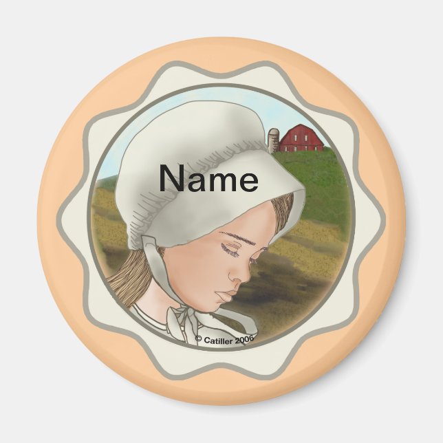 Amish Girl Bonnet Magnet (Framsidan)