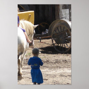 Amish Girls och deras häst Poster