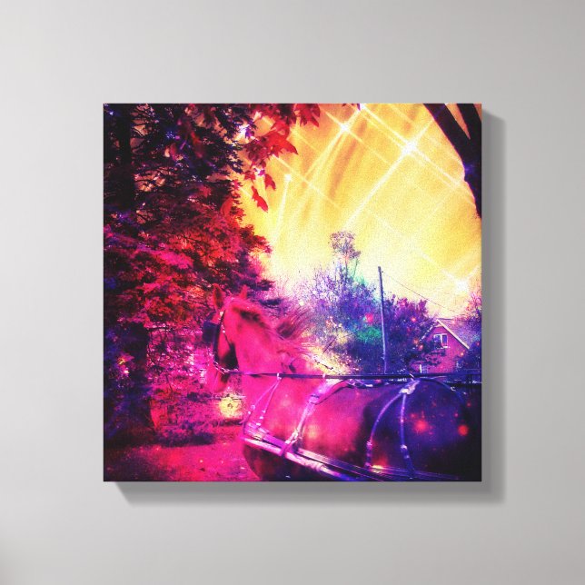 Amish Horse and Buggy Roligt Digital Art Canvastryck (Framsida)