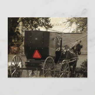 Amish Horse and Buggy Sepia Postcard Digital Art Vykort