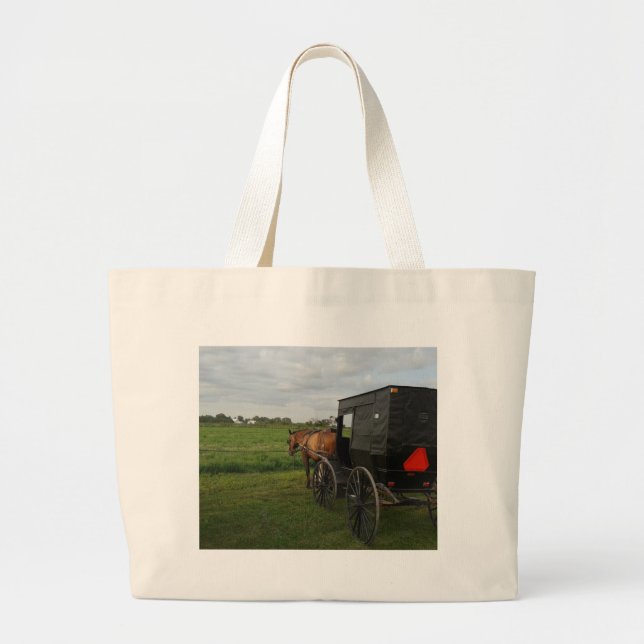 Amish Horse and Buggy vid Sunset Jumbo Tygkasse (Framsidan)