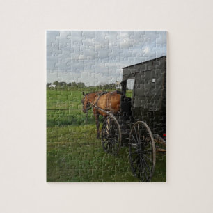 Amish Horse and Buggy vid Sunset Pussel