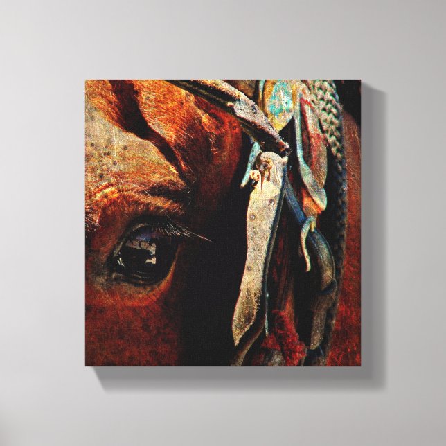 Amish Horse Grunge Canvastryck (Framsida)