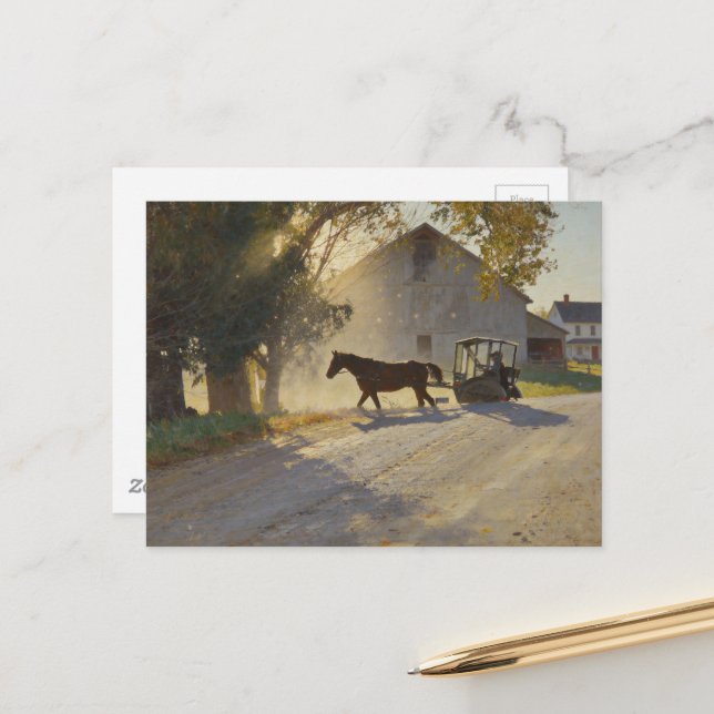 Amish Horse Painting Vykort (Fram/Back In Situ)