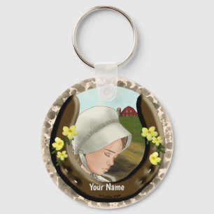 Amish Horseshoe Girl Nyckelring