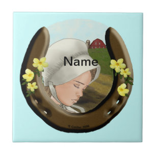 Amish Horseshoe Girl tile Kakelplatta