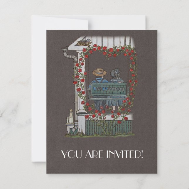 Amish kopplar ihop på farstubrogunga inbjudningar (Framsida)