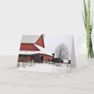 Amish ladugård på jul Time Helgkort