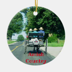 Amish Land Panoramisk jul Ornamet Julgransprydnad Keramik