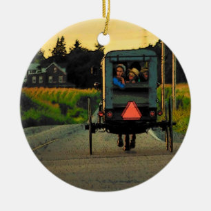 Amish landprydnad julgransprydnad keramik