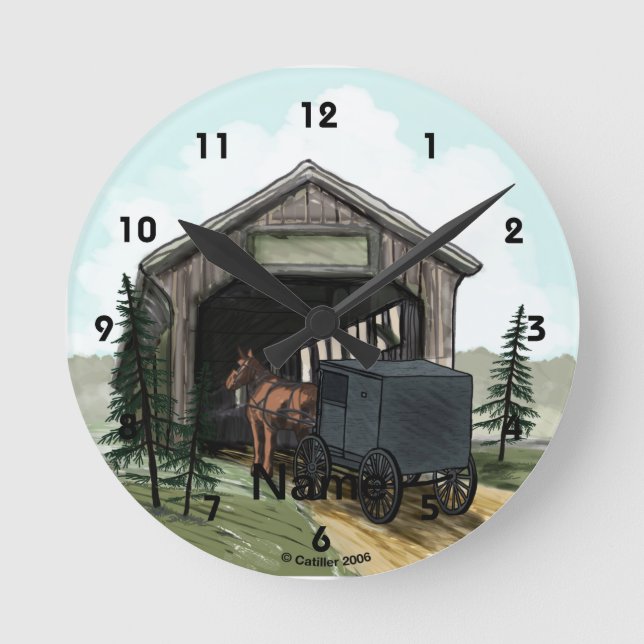Amish Övertäckt Bro Rund Klocka (Framsida)