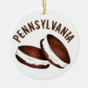 Amish Pennsylvania PA Dutch Mat Hela Paj Julgransprydnad Keramik