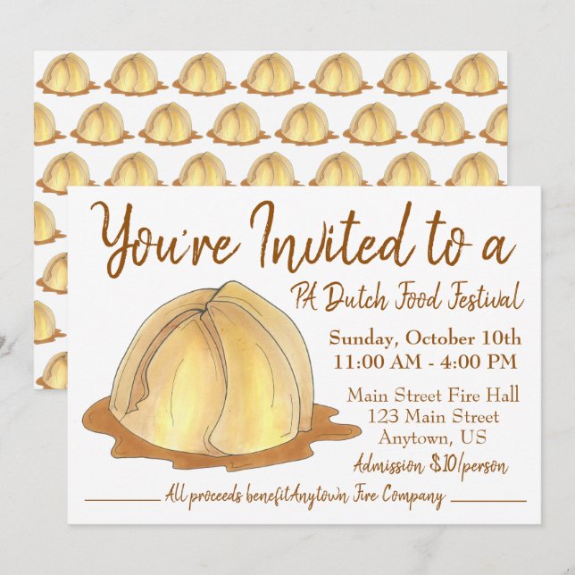Amish Pennsylvania PA Nederländska livsmedelsfesti Inbjudningar (Fram/baksida)