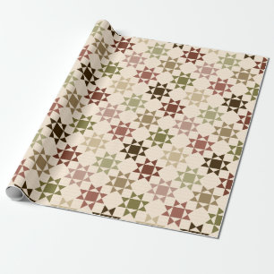 Amish Quilt Print Neutralt Färger Patternated Presentpapper