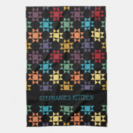 Amish Quilt Skriv ut Ljusa färger Personlig Kökshandduk