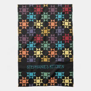 Amish Quilt Skriv ut Ljusa färger Personlig Kökshandduk