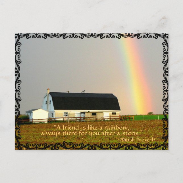 Amish Rainbow. Vänner Proverb. Vykort (Framsida)