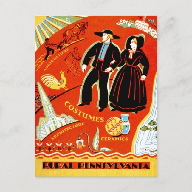 Amish & Rural Pennsylvania Vykort (Framsida)