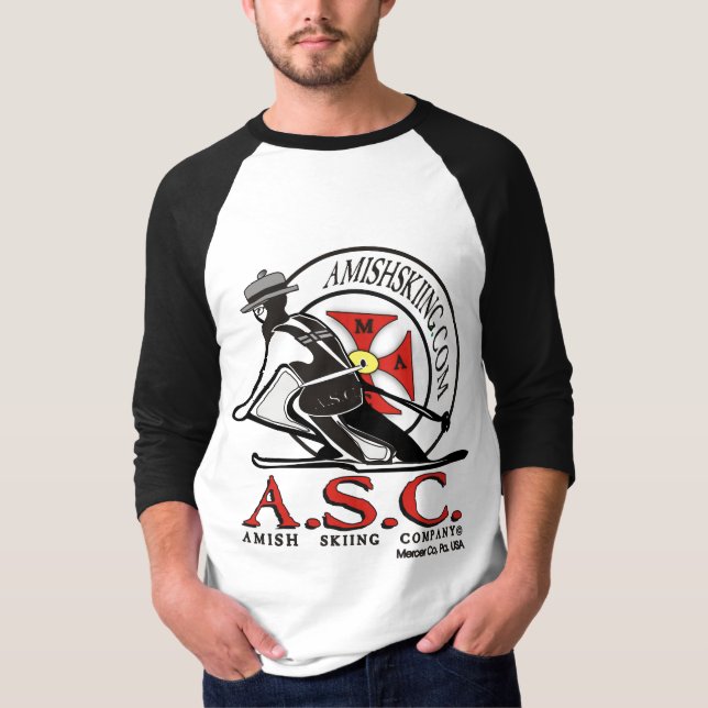 Amish skidåkninganslutning tee shirt (Framsida)