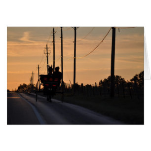 Amish Sunset Silhouette Hälsningskort