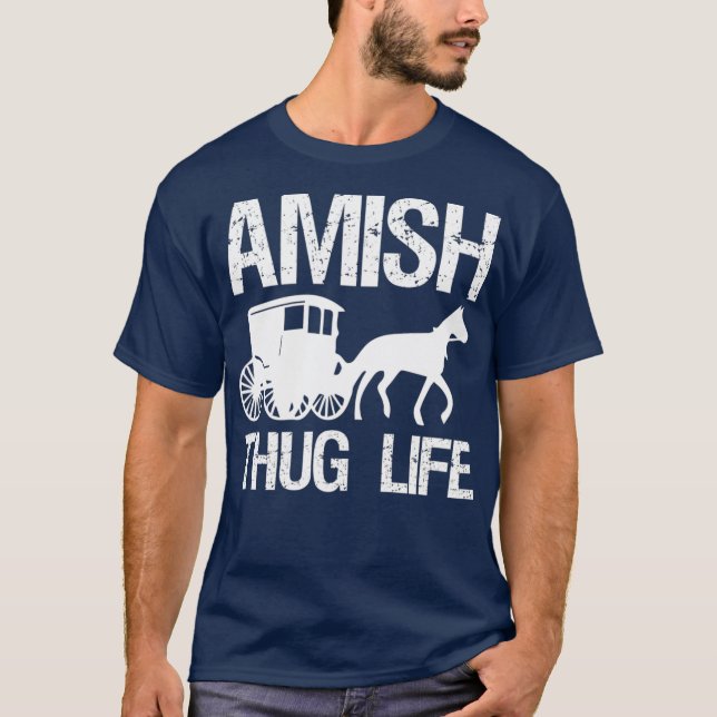 Amish Thug med Horse Buggy Gangster T Shirt (Framsida)
