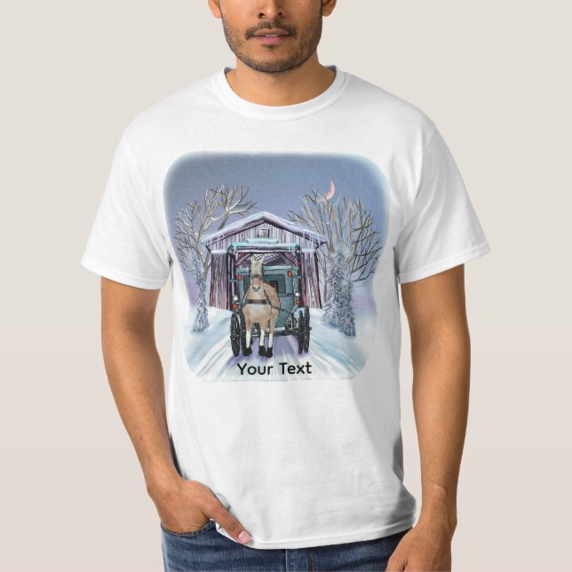 Amish vintertäckt bro  t shirt (Framsida)