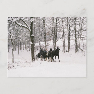 Amish Winter Snö-vykort Vykort
