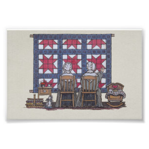 Amish Women Quilting Fototryck