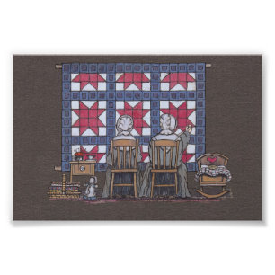 Amish Women Quilting Fototryck