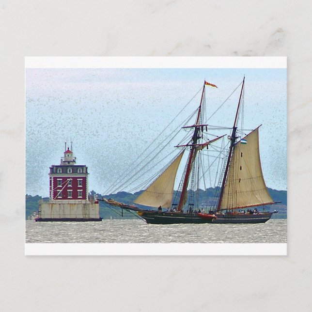 Amistad vid Ledge Light House Vykort (Framsida)