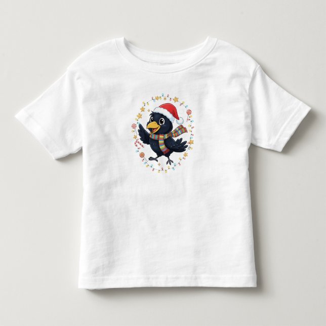 AMITA | Cheerful Crow - Holiday Lights T Shirt (Framsida)